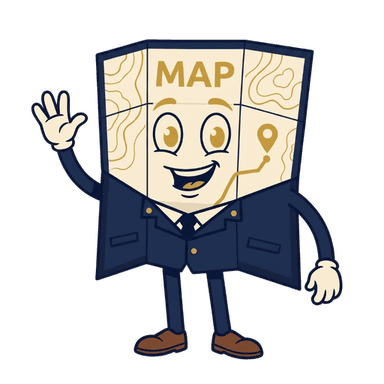 Map, waving hello